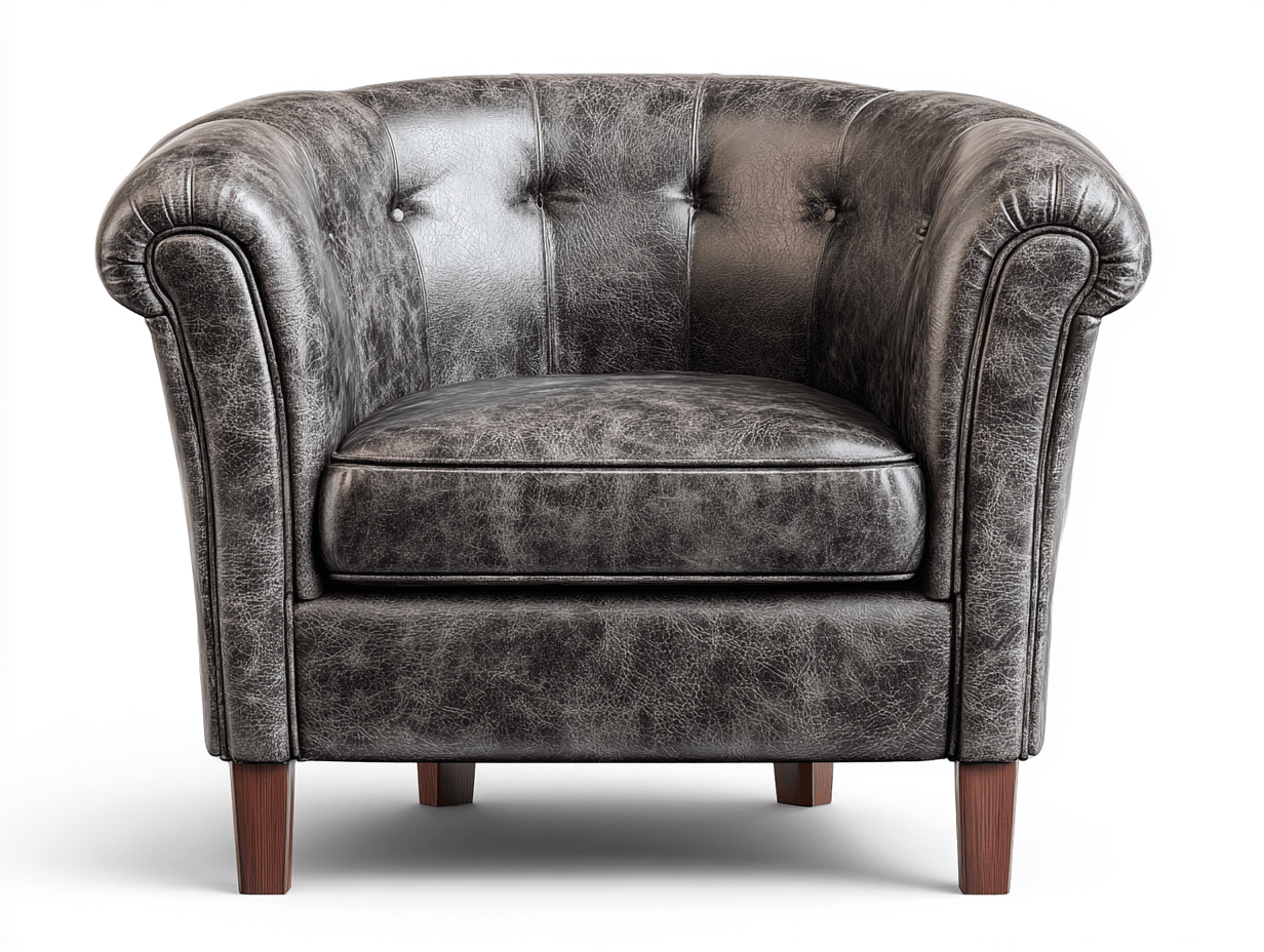 Fauteuil – kunstleer – grijs – klassieke tub vorm