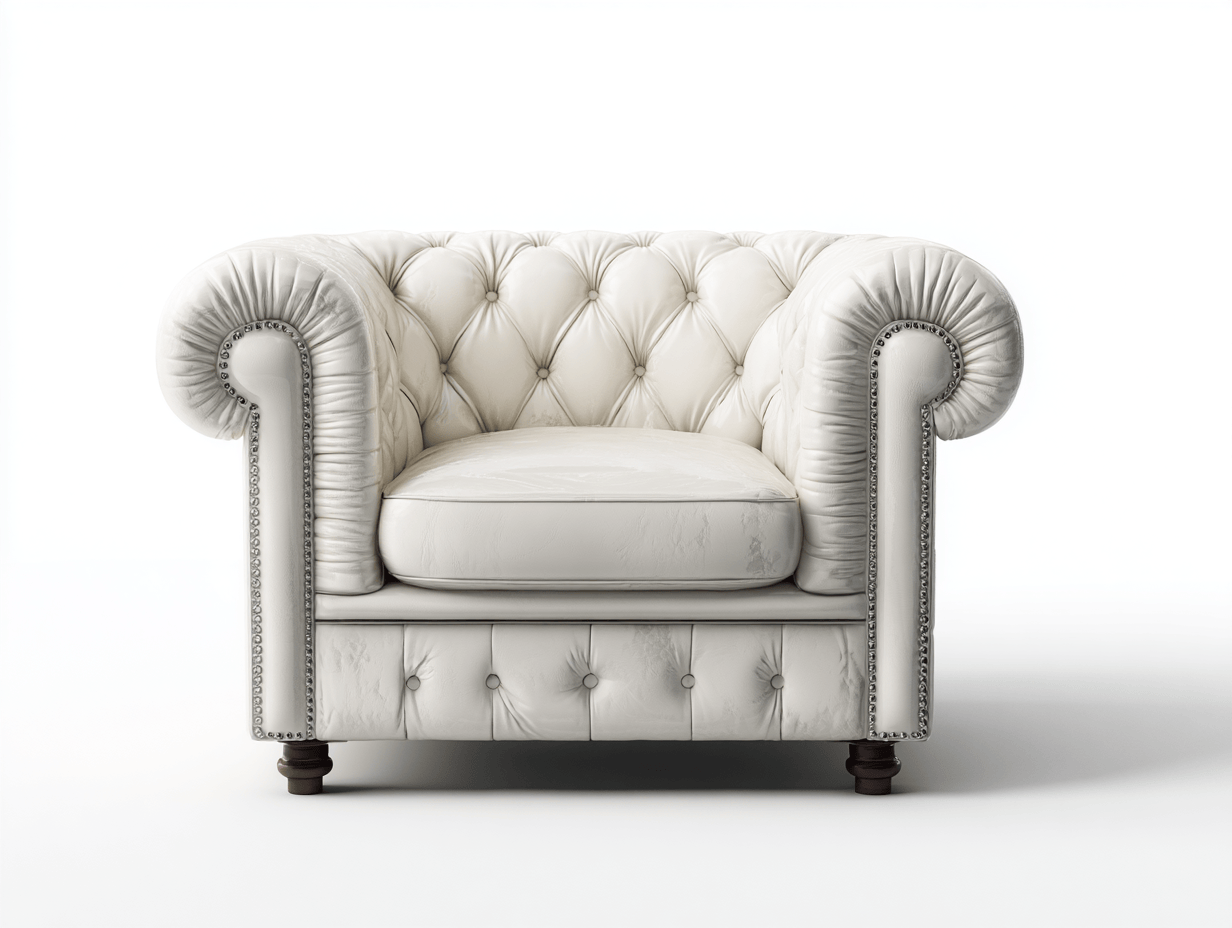 Fauteuil - kunstleer wit - klassieke Chesterfield stijl