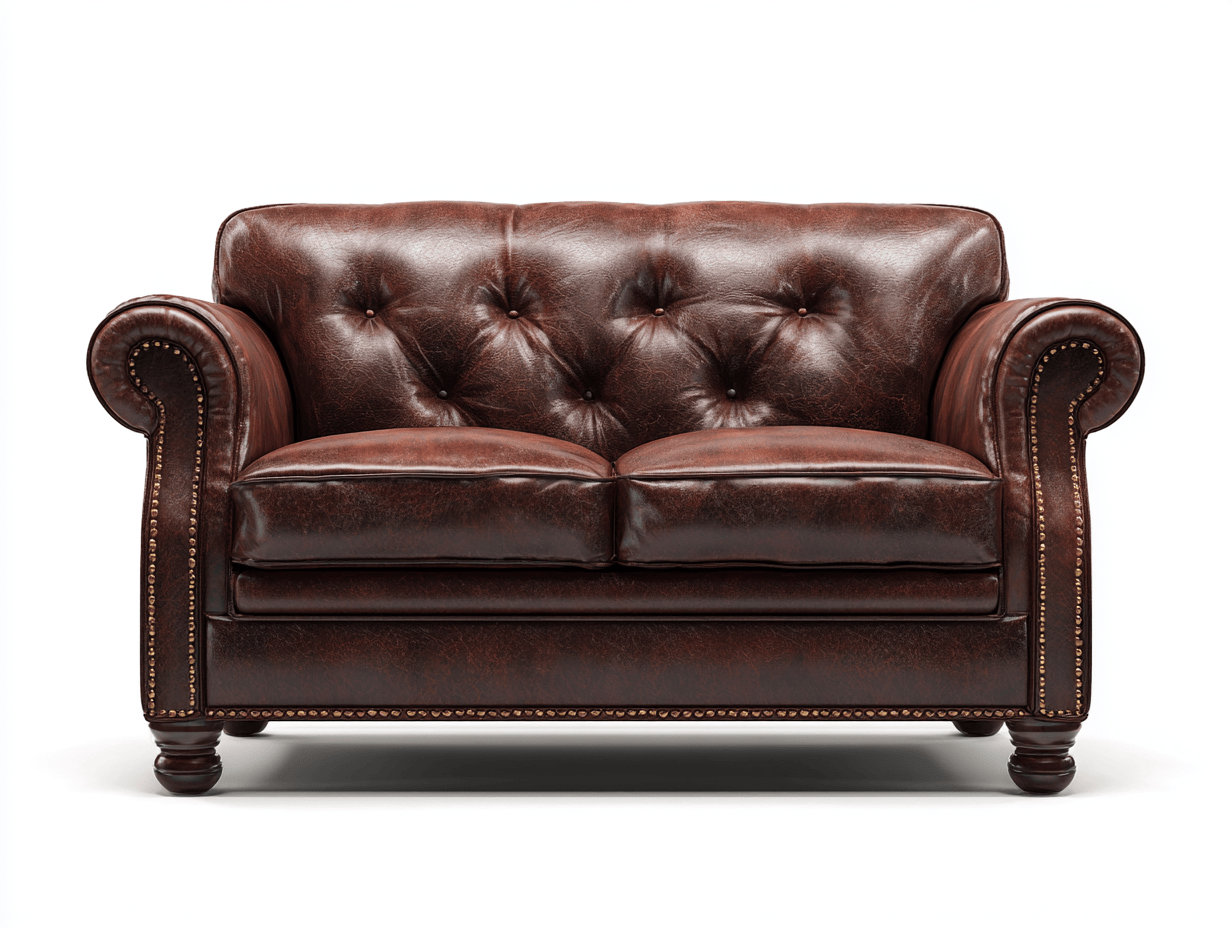 Chesterfield 2-zitsbank – echt leer – donkerbruin – klassieke stijl