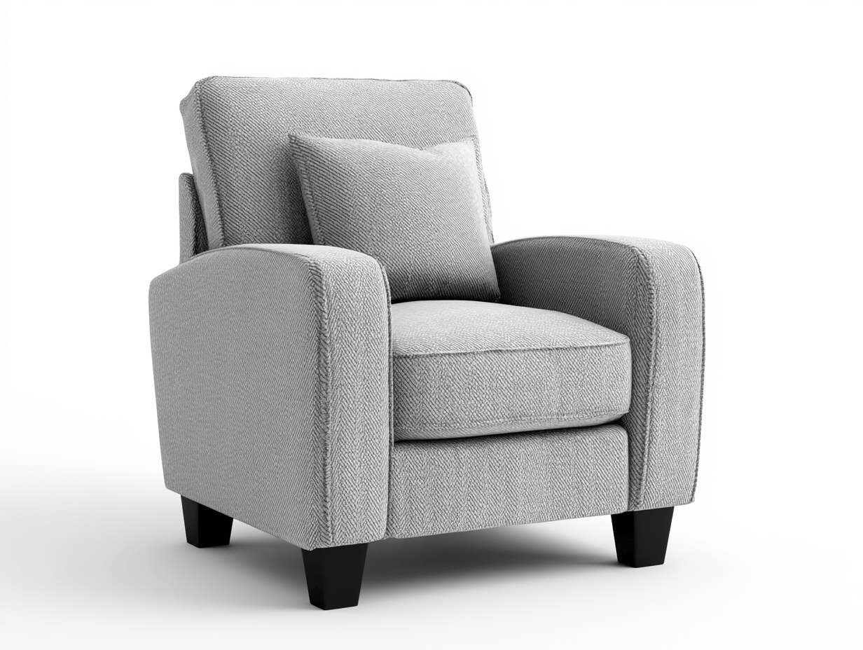 Fauteuil - stof - lichtgrijs - moderne loungefauteuil met kussen en sierkussen