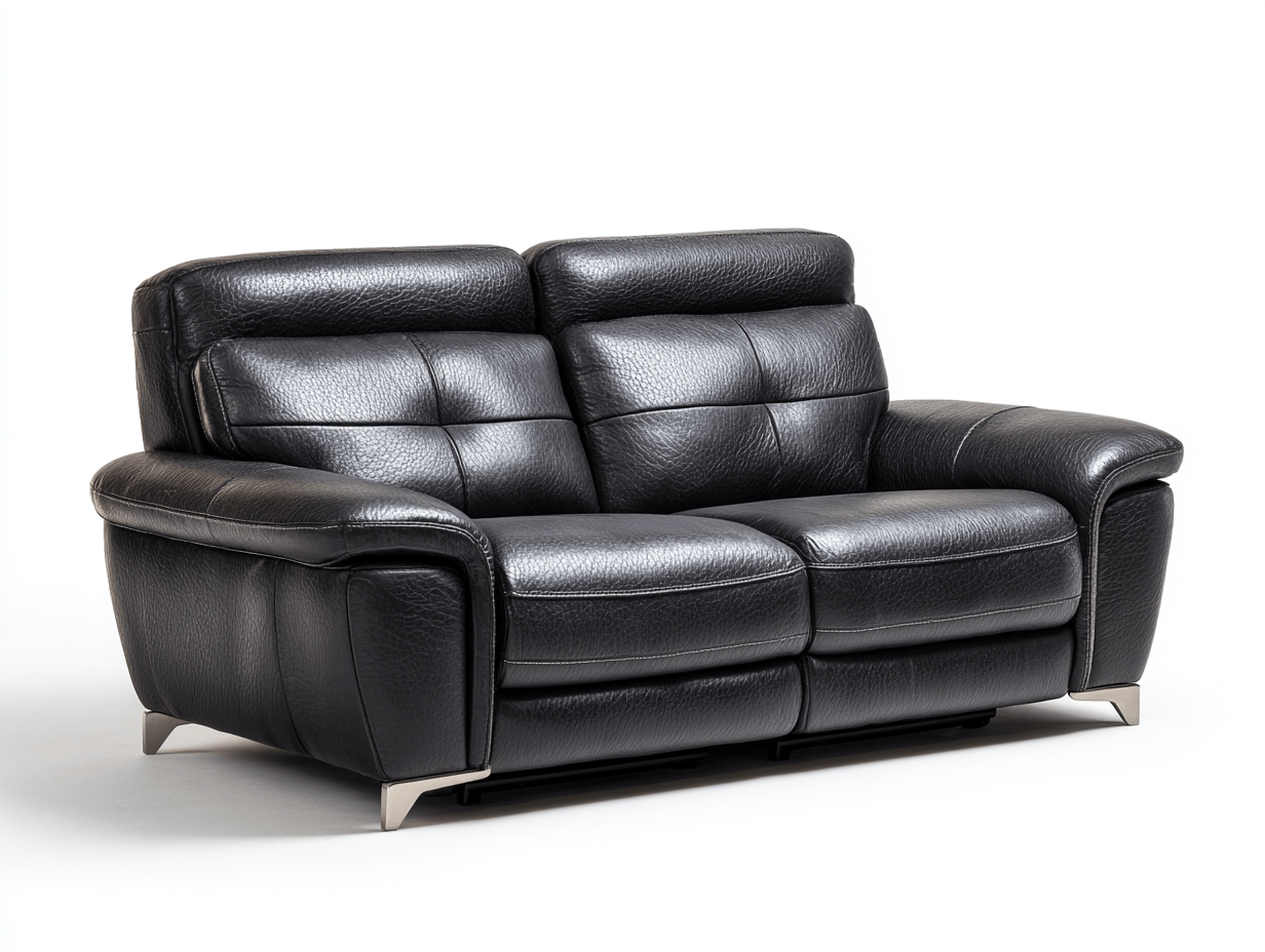 2-zitsbank - PU-leer zwart - moderne stijl met metalen poten