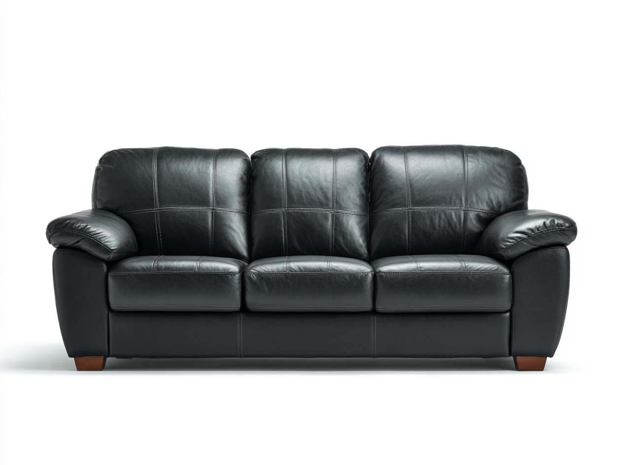 Leren 3-zitsbank – zwart – moderne stijl met comfortabele kussens