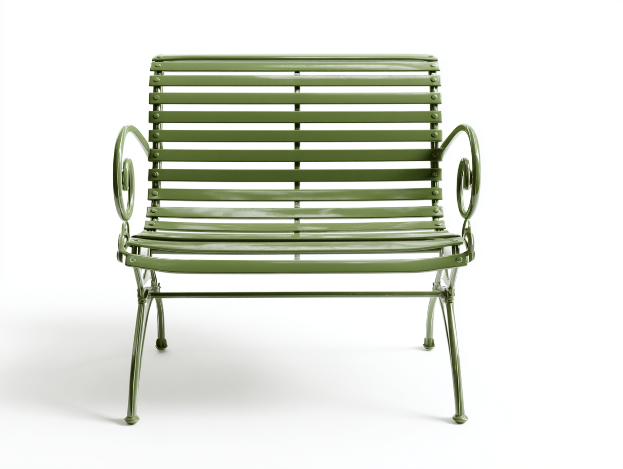 Tuinstoel metaal - olijfgroen - lattenontwerp met armleuningen