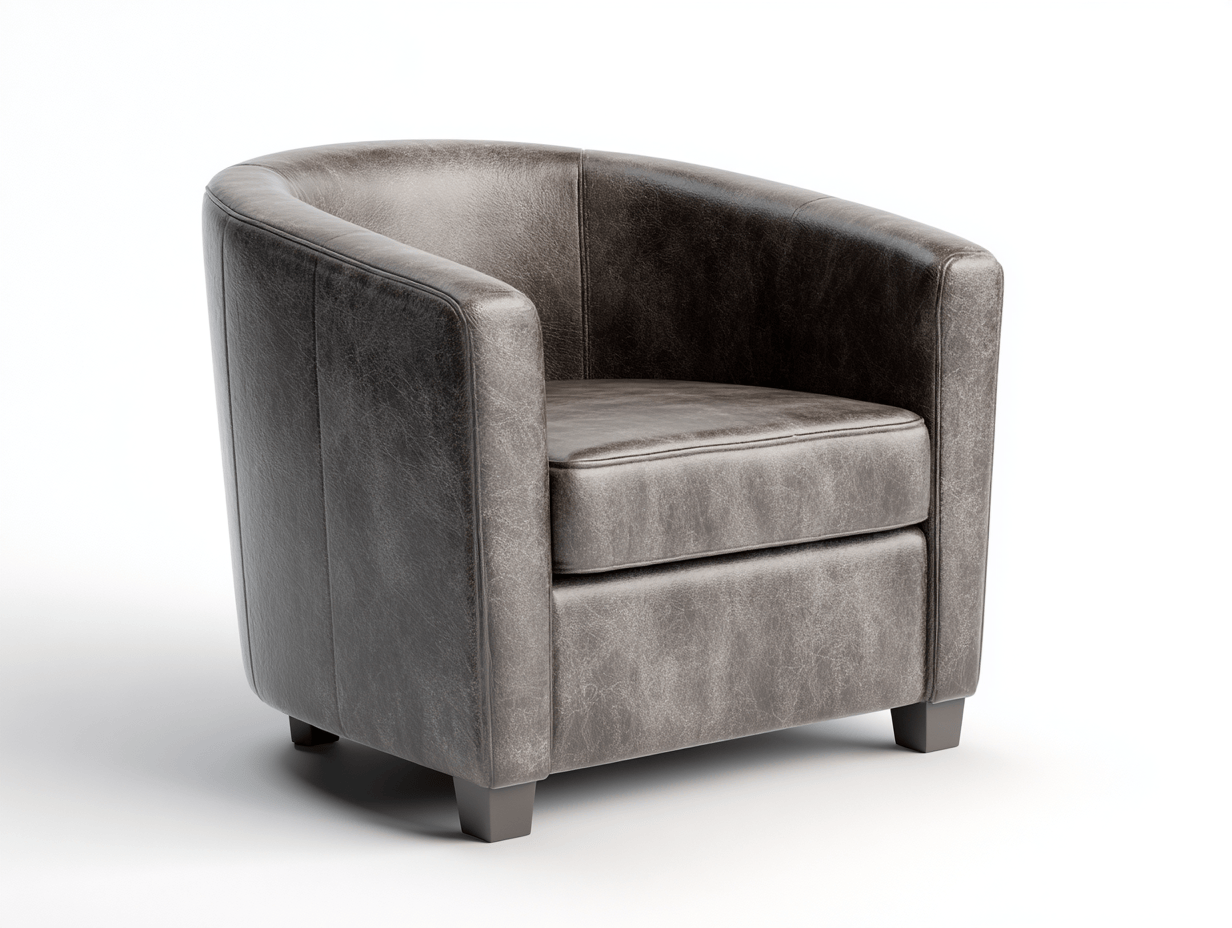 Fauteuil – kunstleer – grijs – moderne tub vorm