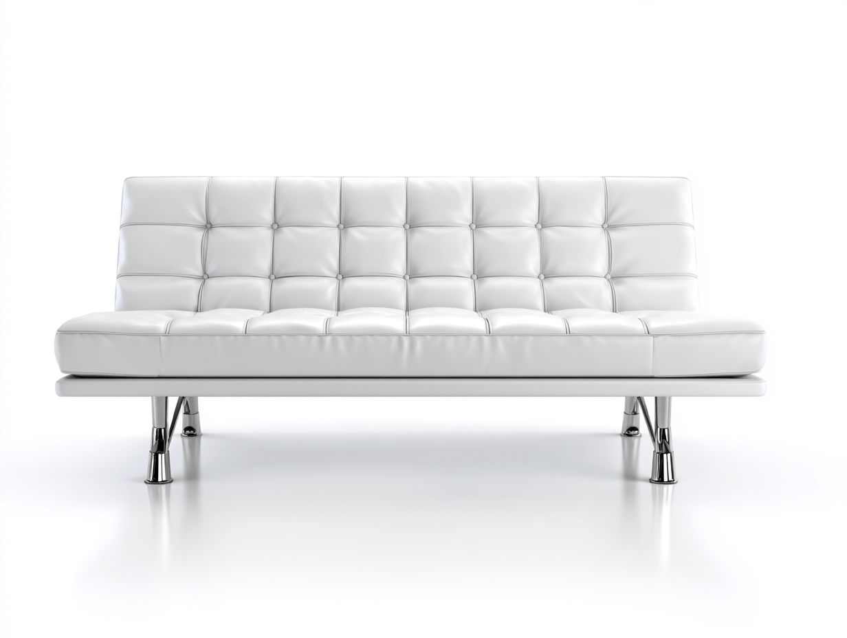 Slaapbank – kunstleer – wit – met chromen poten en modern design