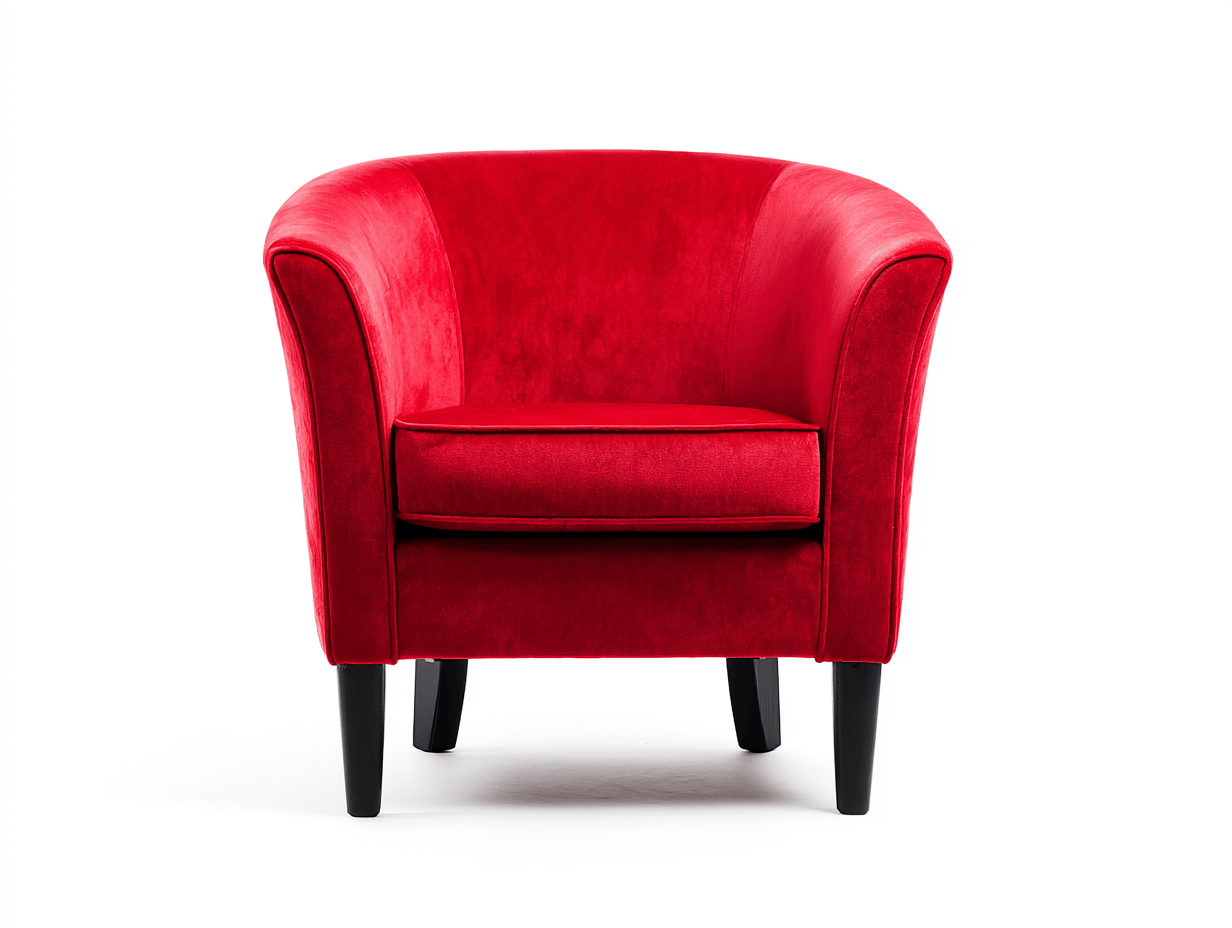 Fauteuil – fluweel – rood – compacte tub vorm