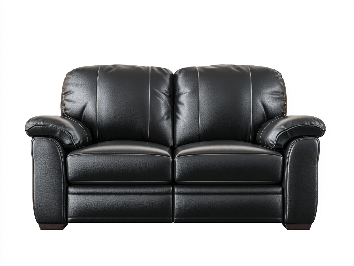 2-zitsbank – synthetisch leer – zwart – modern design