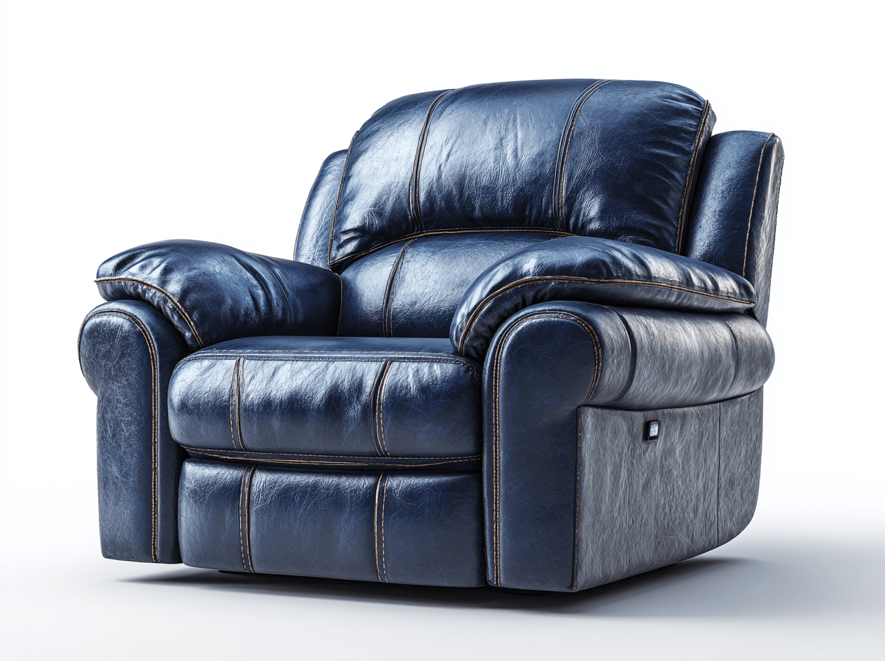 Fauteuil - synthetisch leer - donkerblauw - relaxstoel met brede armleuningen