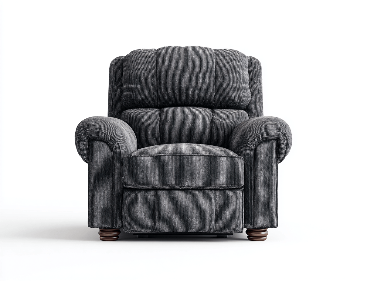 Fauteuil - stof - donkergrijs - relaxstoel met ronde armleuningen