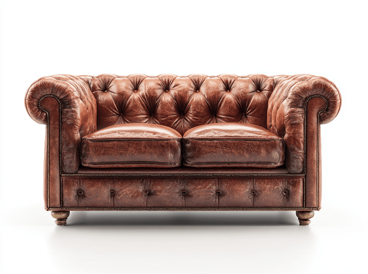 Chesterfield 2-zitsbank – echt leer – bruin – klassieke stijl