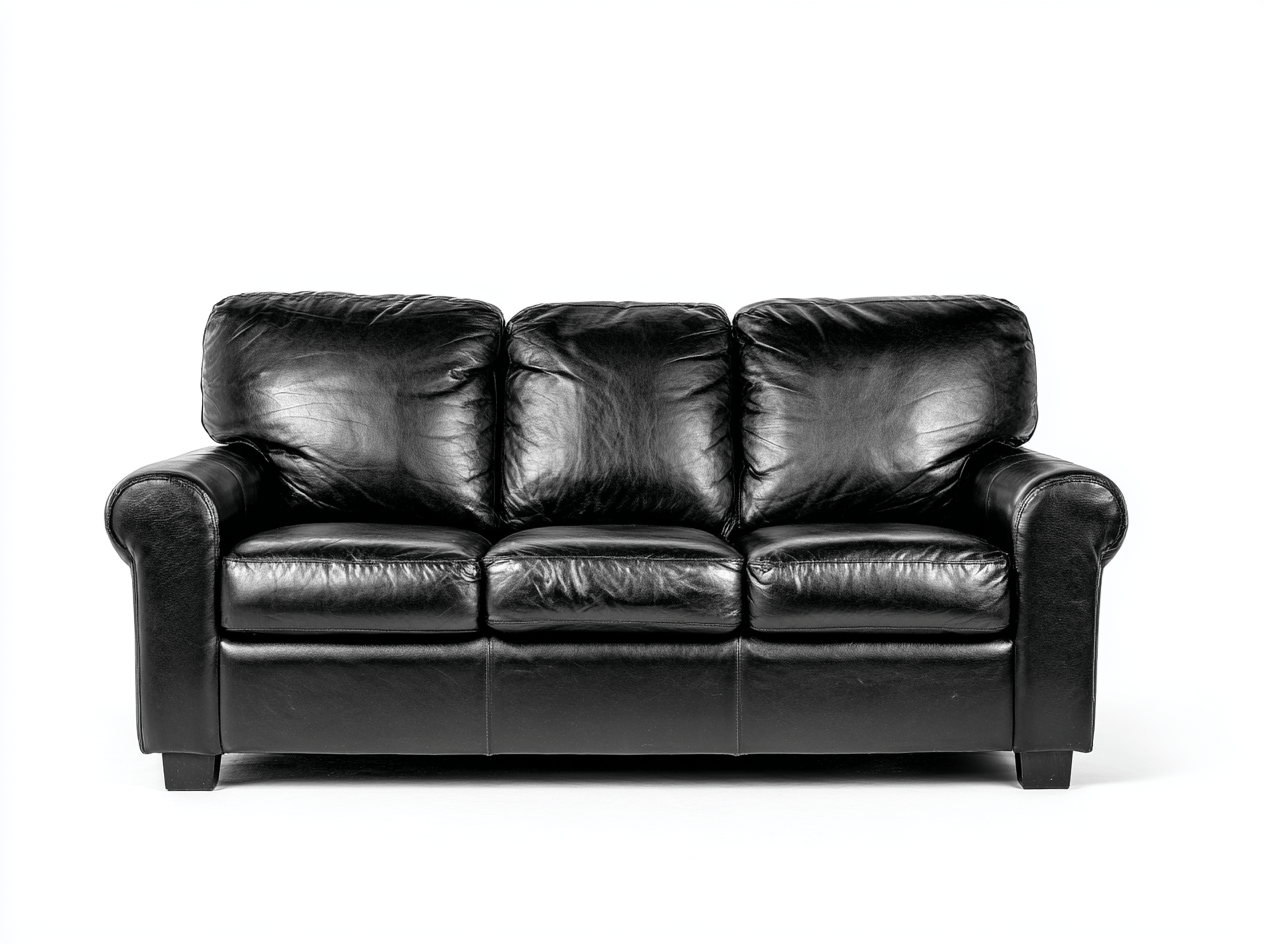 3-zitsbank - PU-leer zwart - klassieke stijl met ronde armleuningen