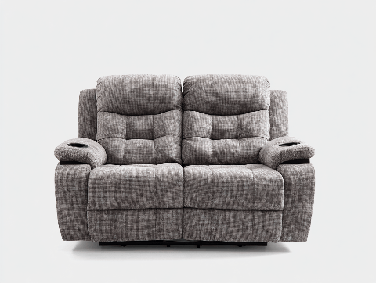 2-zitsbank - stof grijs - relaxfunctie met bekerhouders