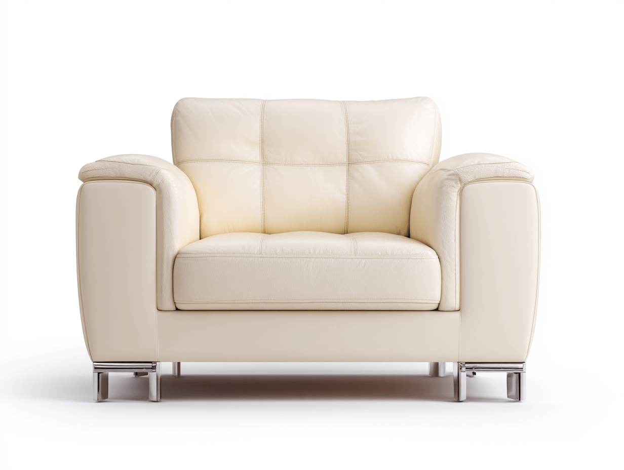 Fauteuil - kunstleer crème - moderne stijl met metalen poten