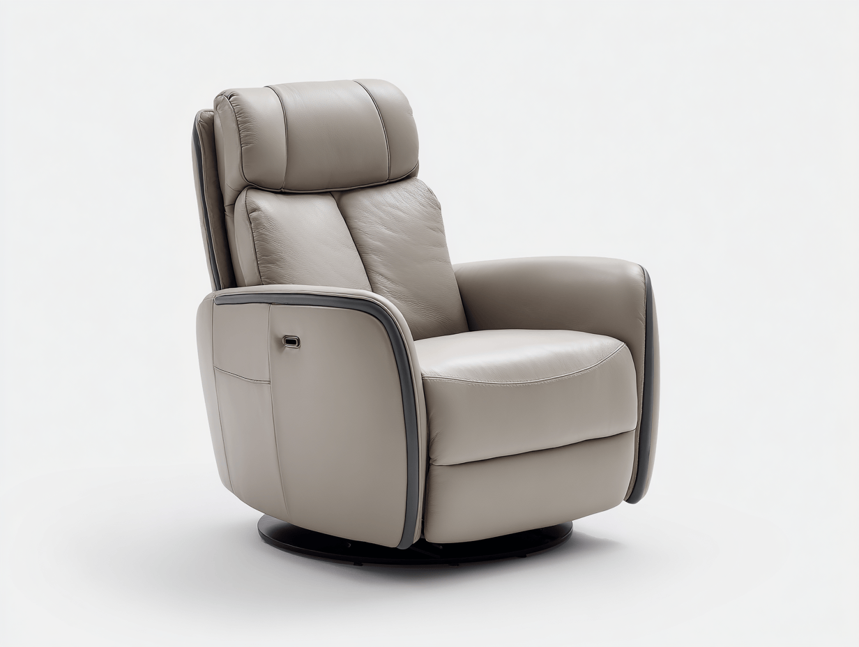 Leren fauteuil – lichtgrijs – modern relaxdesign met verstelbare rugleuning