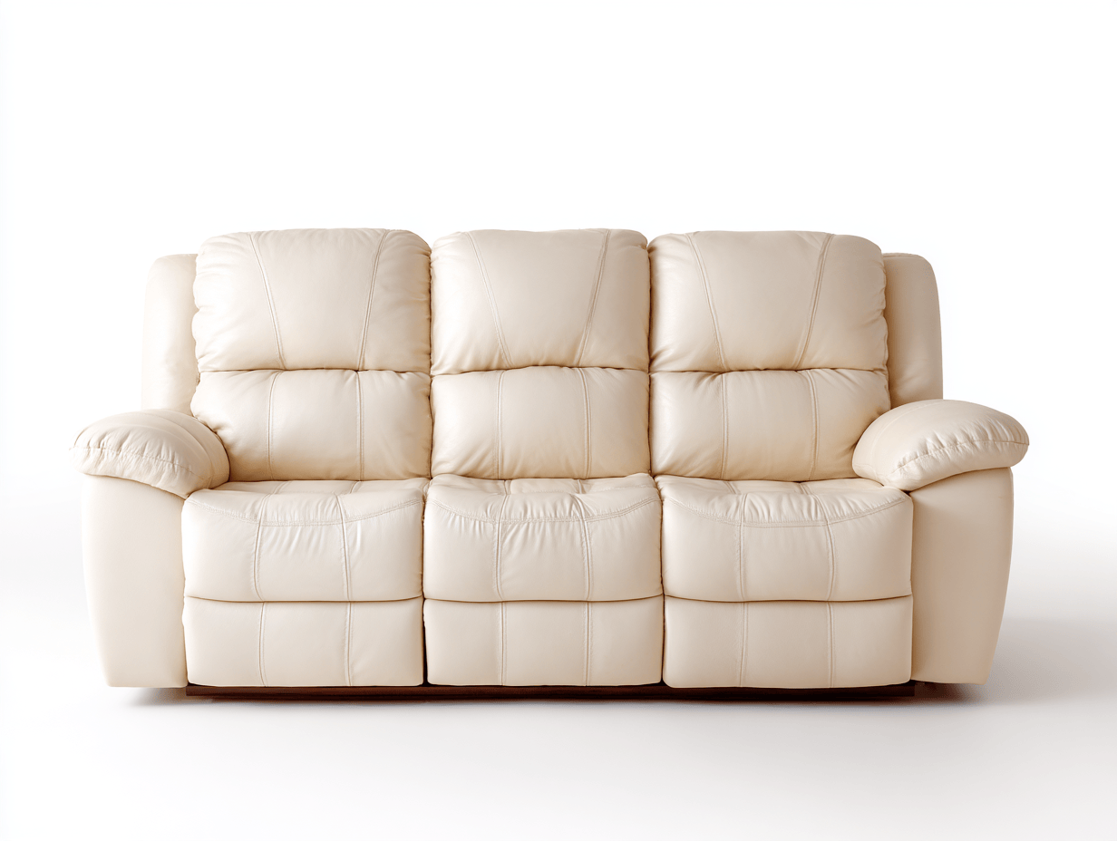 Leren 3-zitsbank – beige – relaxfunctie en comfortabele vulling