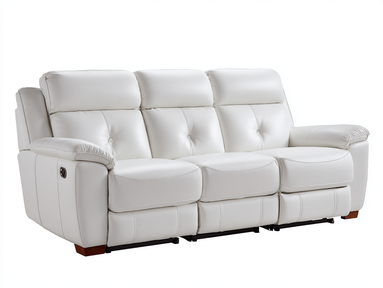 Bank 3-zitsbank – synthetisch leer – wit – met relaxfunctie