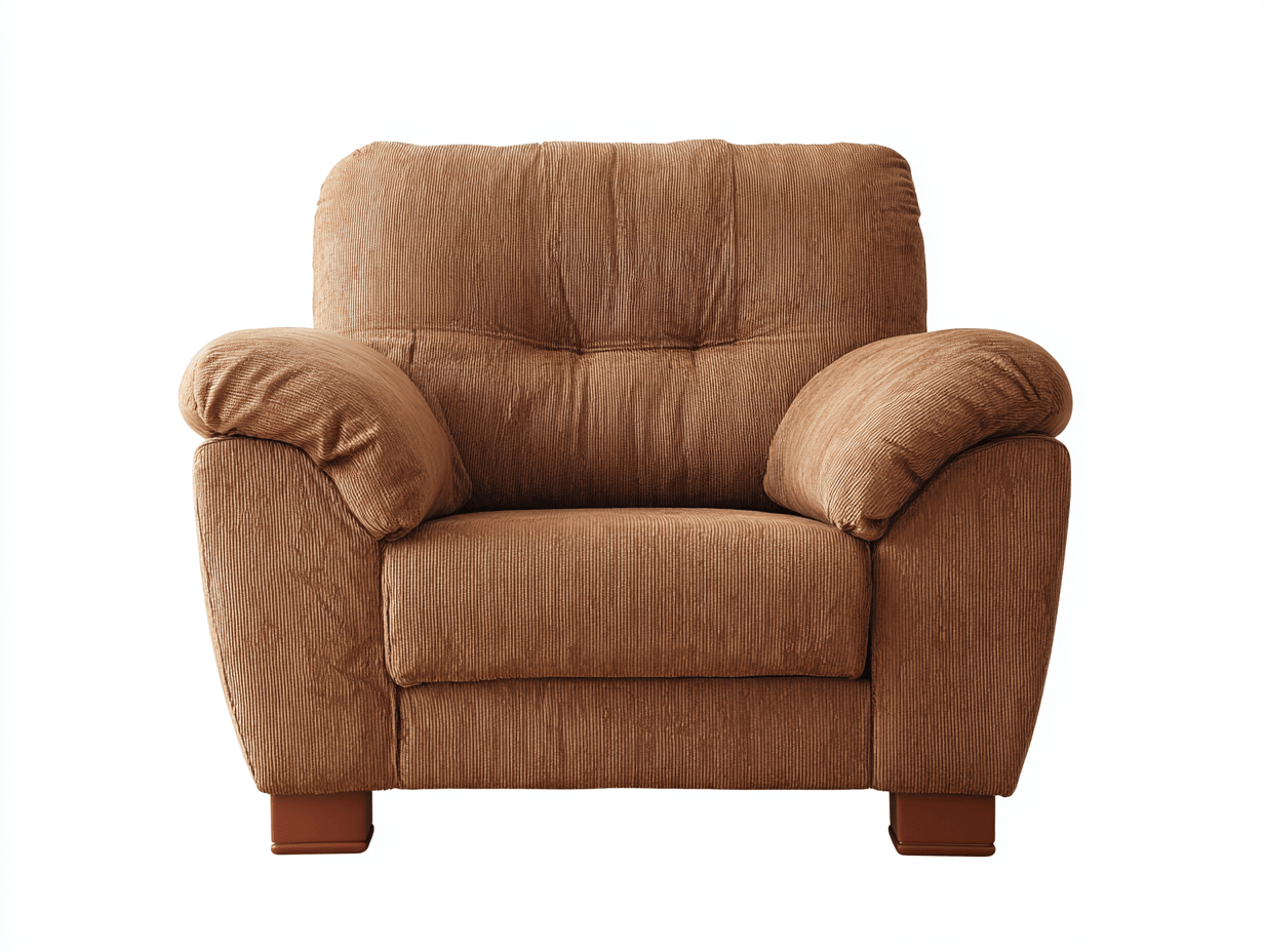 Fauteuil – stof – bruin – met dikke armleuningen