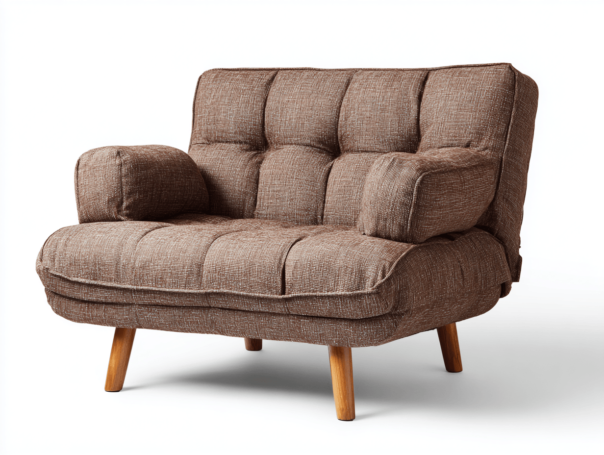 Fauteuil – stof bruin – modern design met kussens