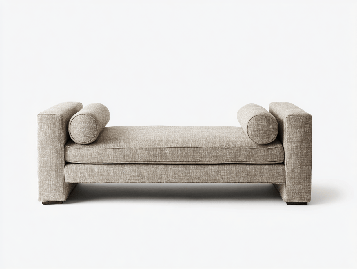 Chaise longue – stof – beige – modern design met rolkussens