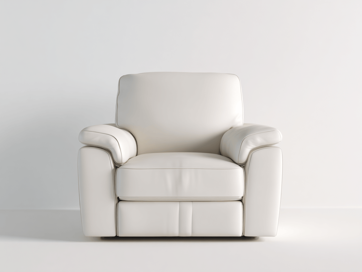 Fauteuil - kunstleer wit - vaste uitvoering met brede armleuningen