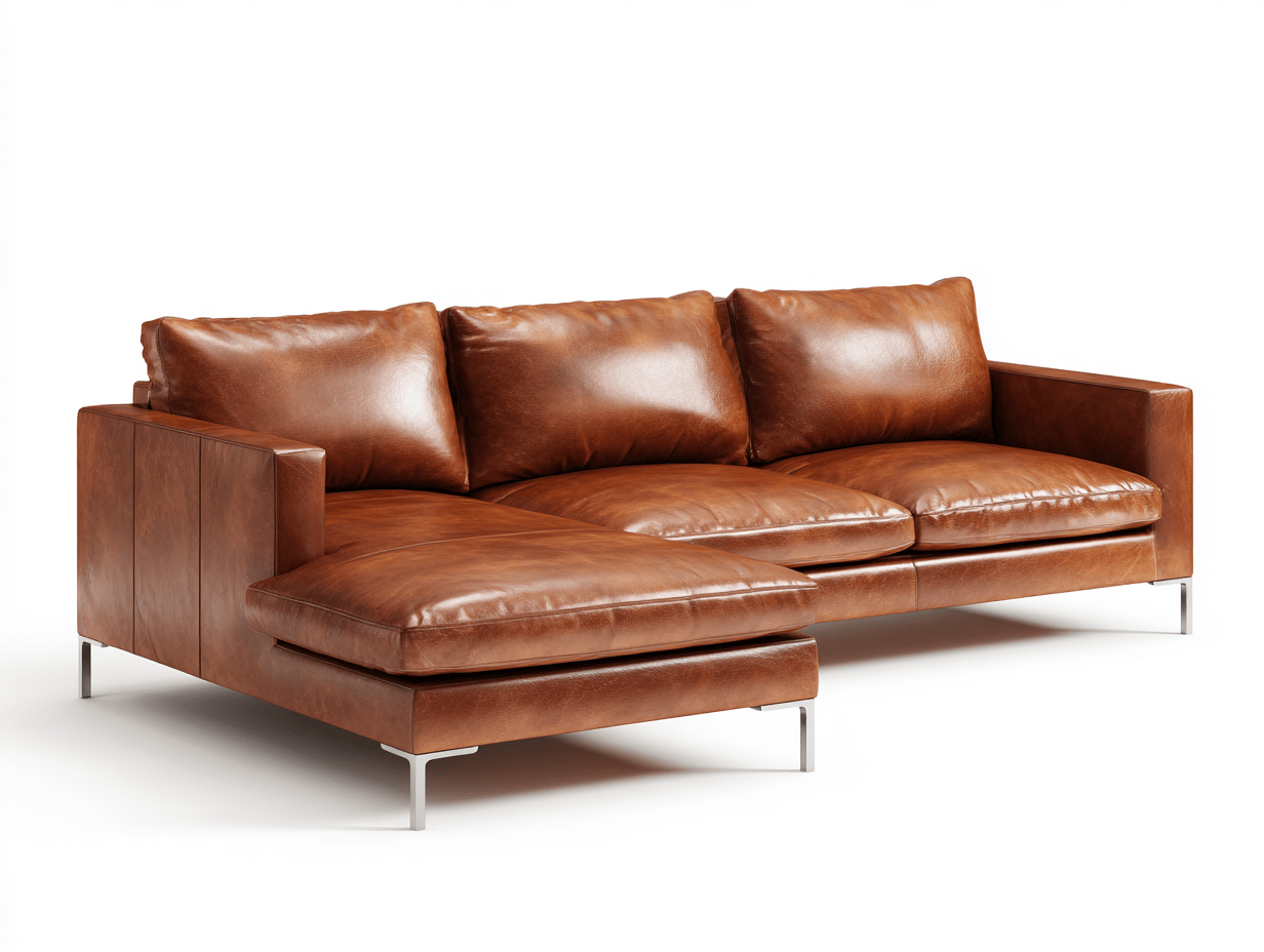 Bank hoekbank – echt leer – bruin – modern design