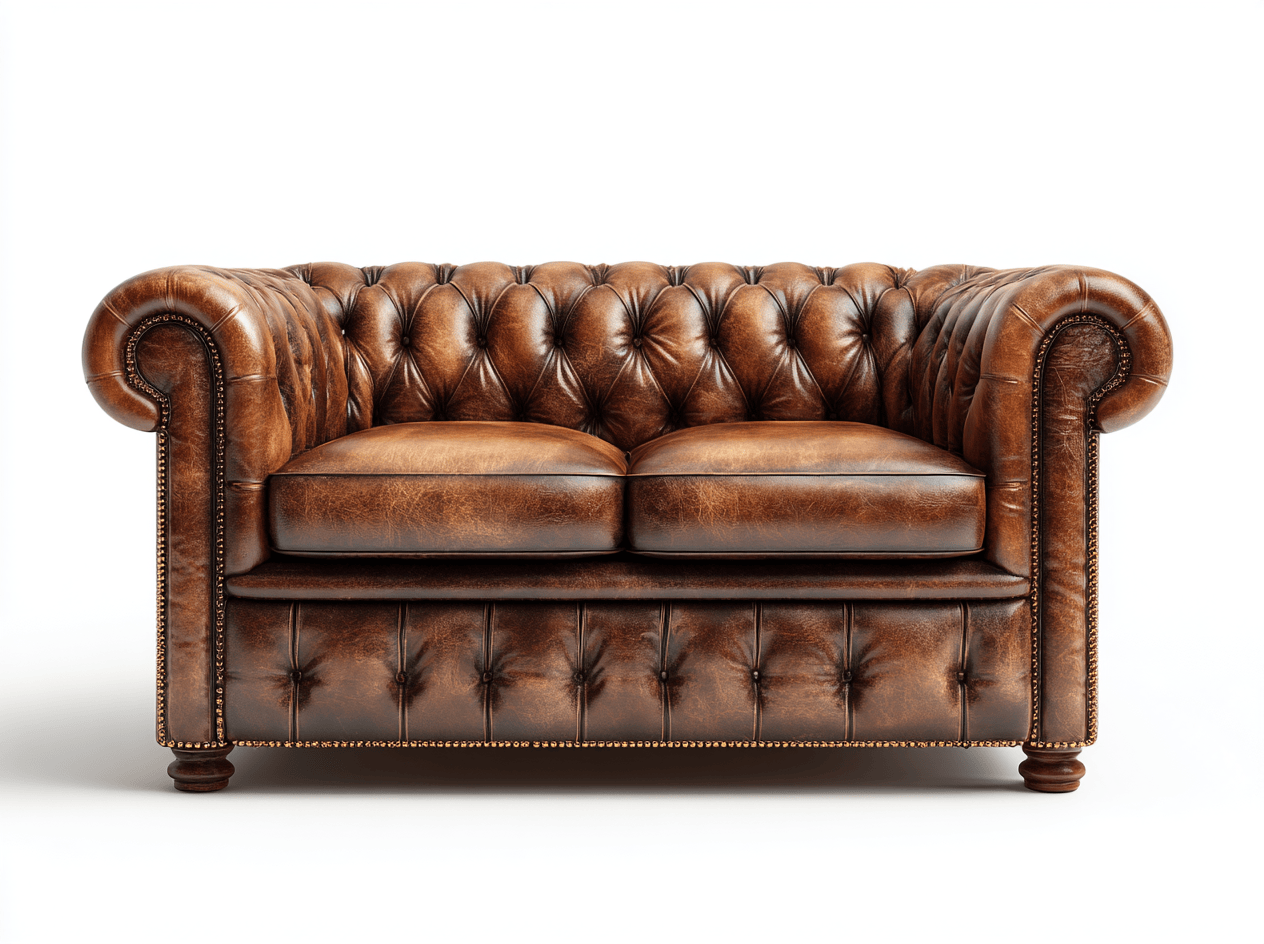 Chesterfield 2-zitsbank – echt leer – bruin – klassieke stijl