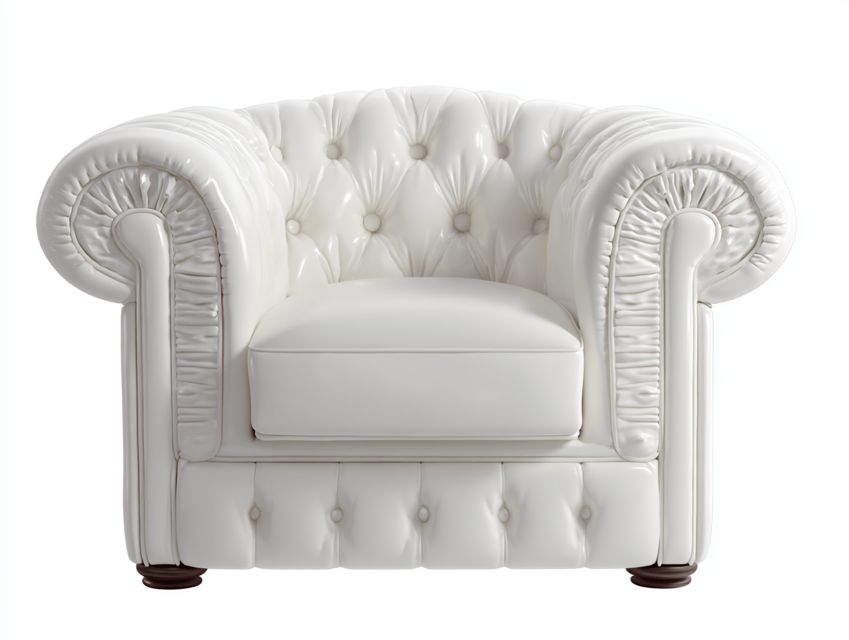 Fauteuil - synthetisch leer - wit - klassiek capitonné design