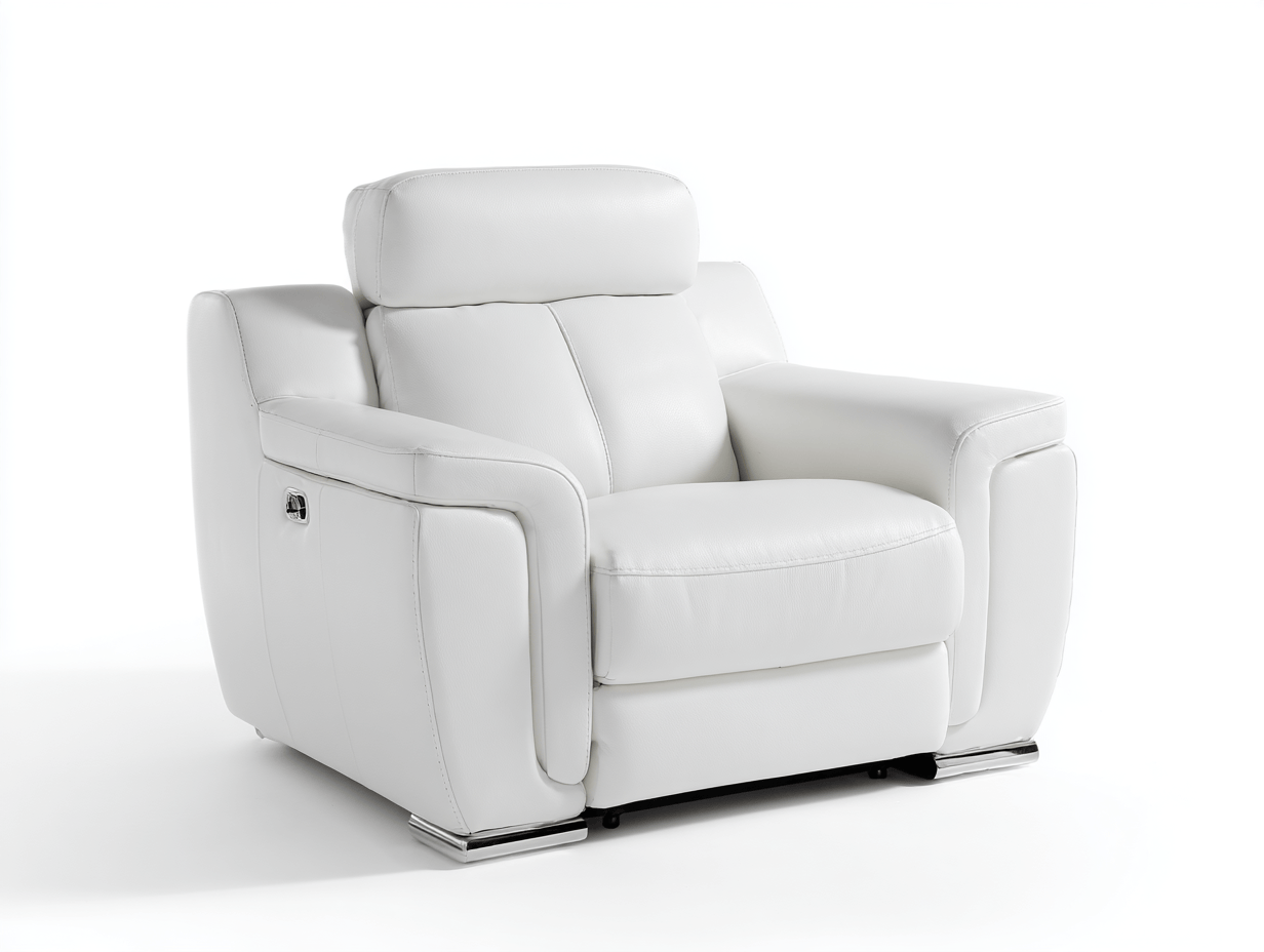 Fauteuil - synthetisch leer - wit - verstelbaar relax design