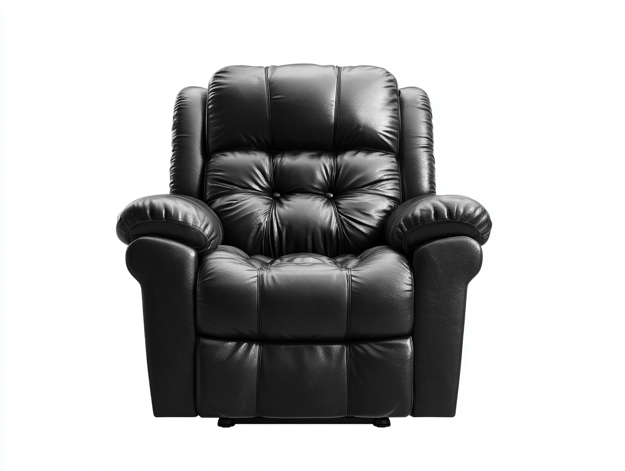 Fauteuil - kunstleer zwart - relaxfunctie met capitons