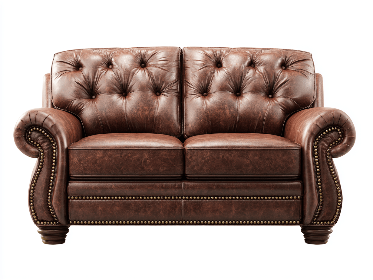 2-zitsbank chesterfield – kunstleer – klassiek bruin – traditioneel ontwerp