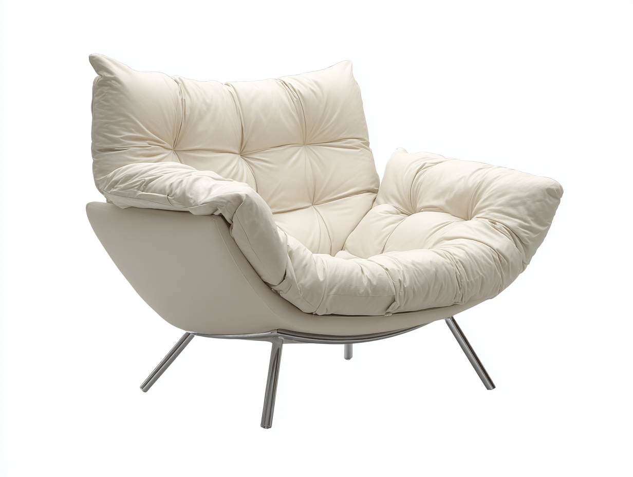 Lounge fauteuil – kunstleer – crème – modern comfort design
