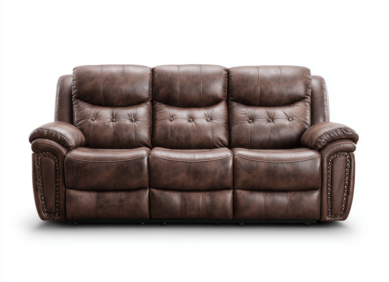 Bank 3-zitsbank – synthetisch leer – bruin – met relaxfunctie