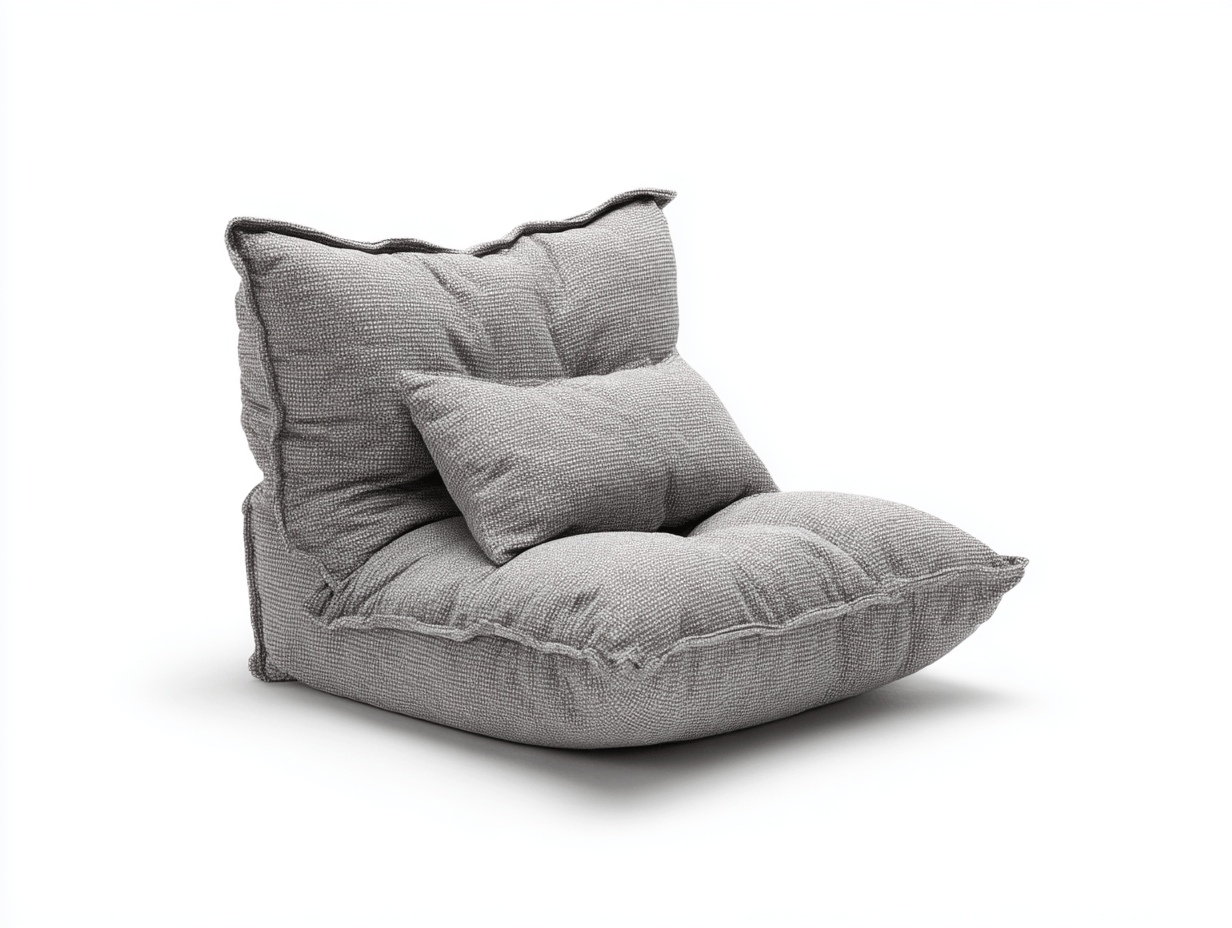 Fauteuil – stof grijs – lounge design zonder poten met kussen