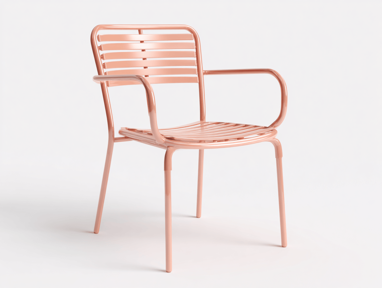 Tuinstoel metaal - roze - lattenontwerp met armleuningen