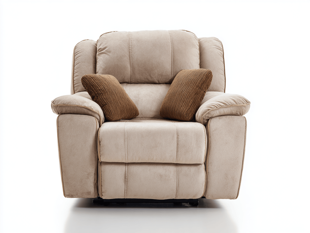 Fauteuil met relaxfunctie – stof – beige – modern – inclusief kussens