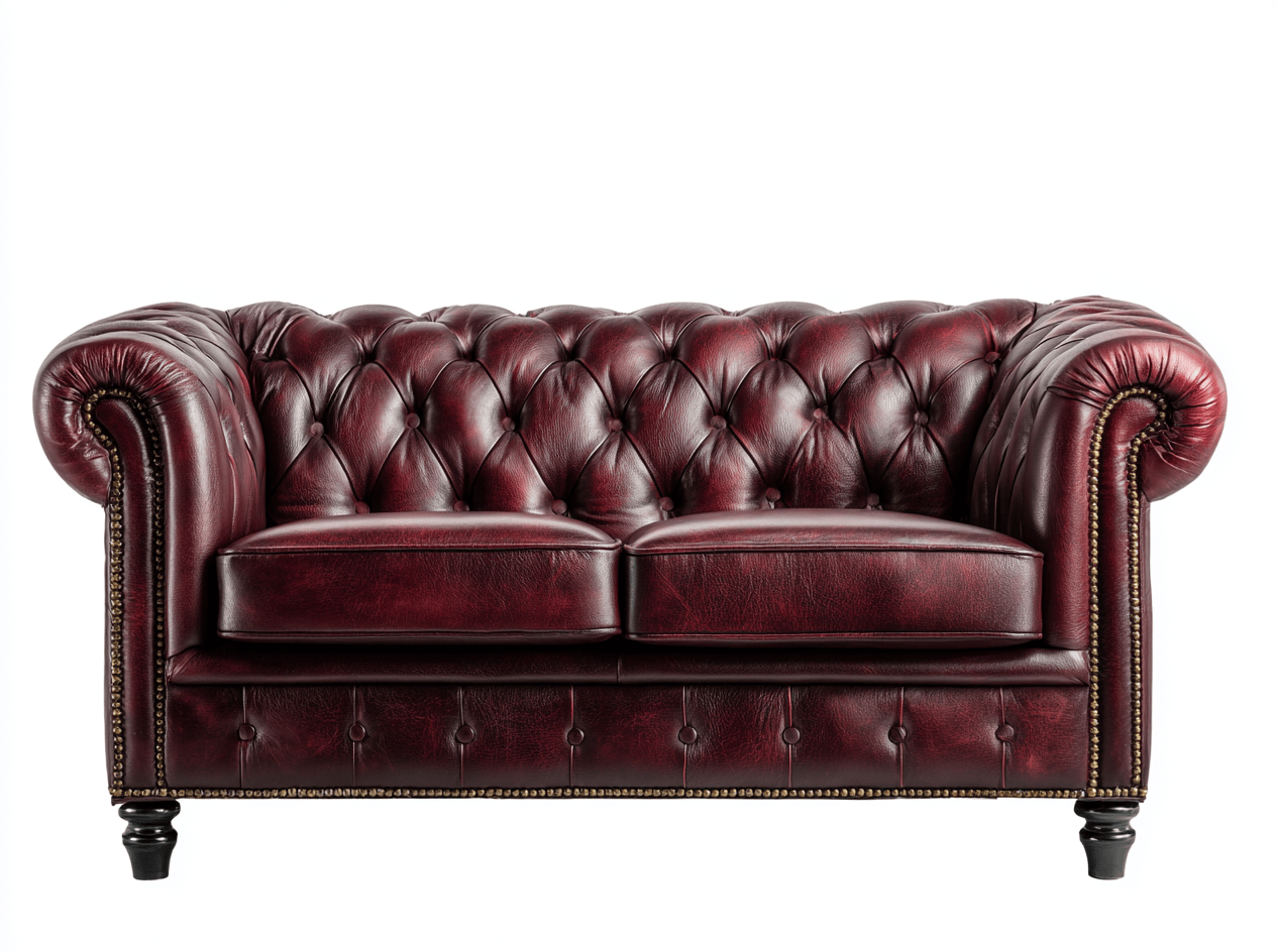 2-zitsbank chesterfield – kunstleer – wijnrood – klassiek ontwerp