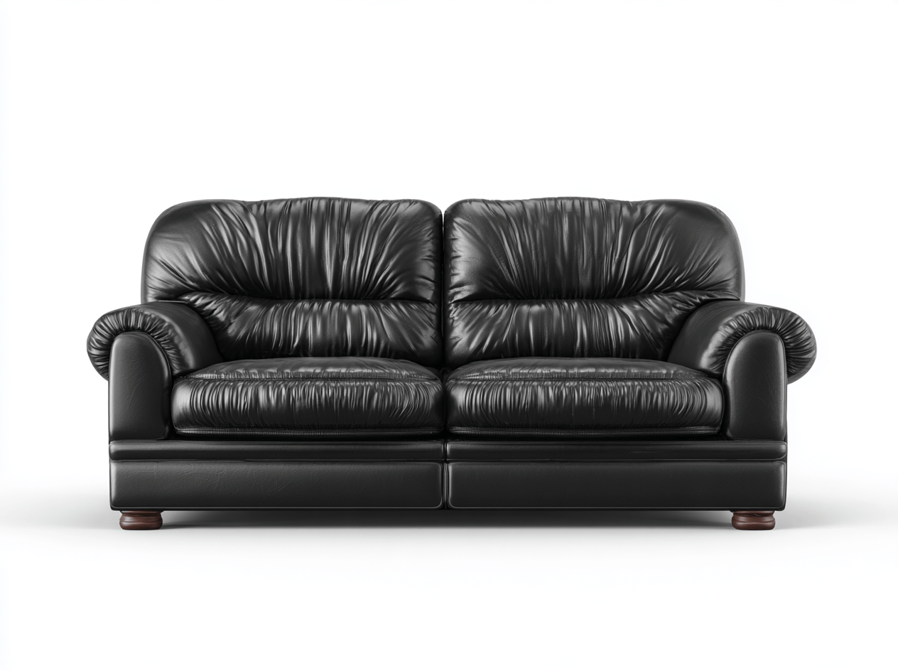 Leren 2-zitsbank – zwart – klassiek comfort