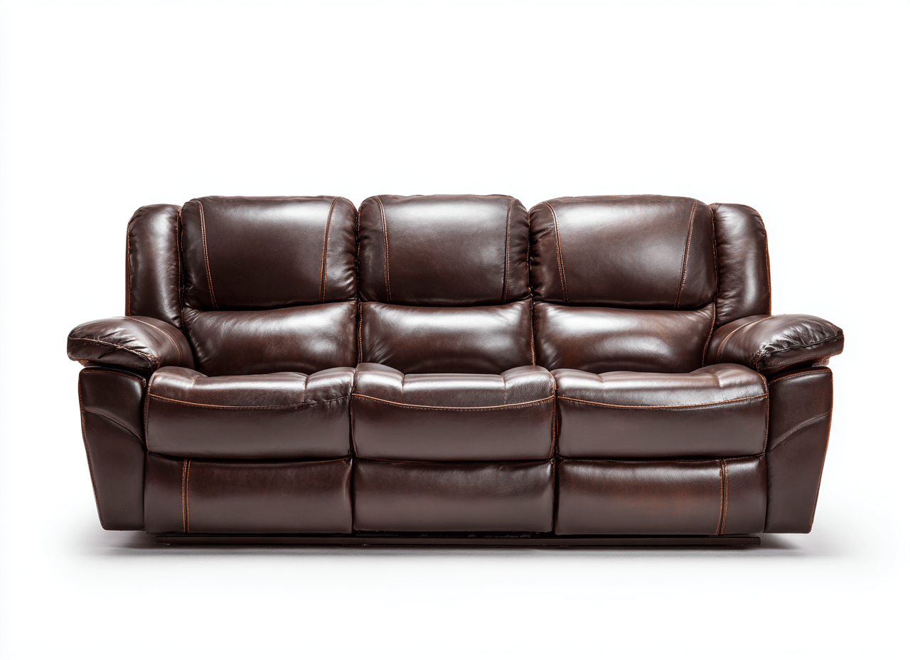 Driezitsbank - kunstleer bruin - vaste constructie