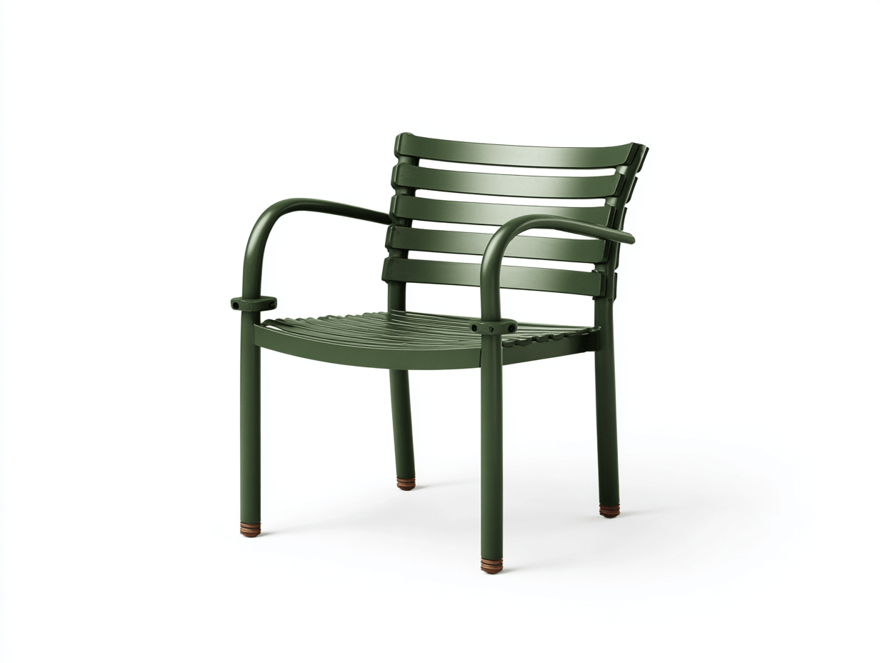 Tuinstoel metaal - donkergroen - lattenontwerp met armleuningen
