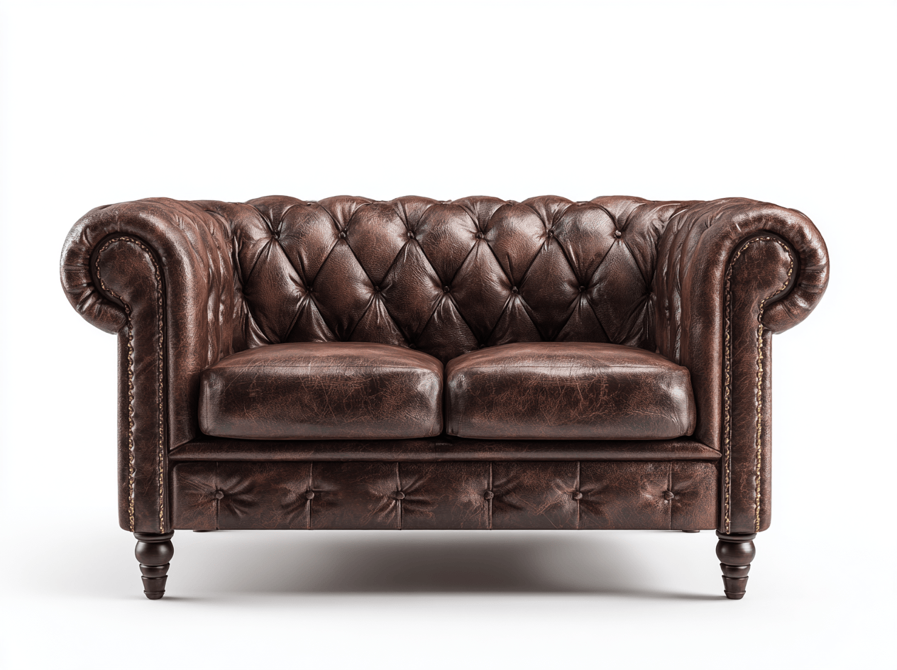 2-zitsbank chesterfield – kunstleer – donkerbruin – klassiek ontwerp
