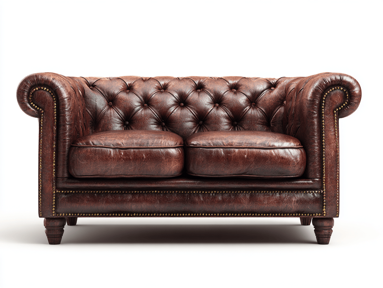 2-zitsbank chesterfield – kunstleer – donker vintage bruin – klassiek ontwerp