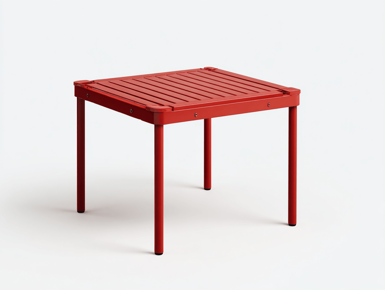 Tuintafel aluminium - rood - vierkant lattenblad