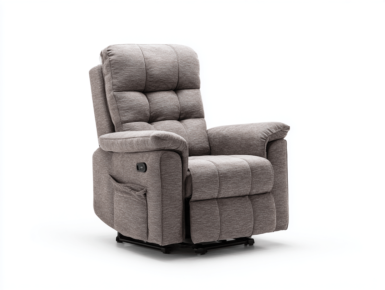 Fauteuil met relaxfunctie – stof – grijs – modern – met zijvak