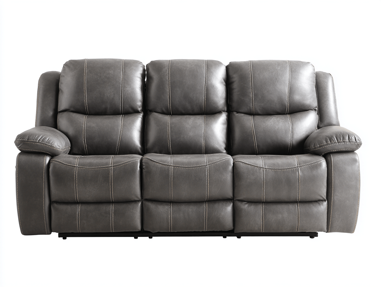 3-zitsbank - kunstleer grijs - met relaxfunctie en 3 rugkussens