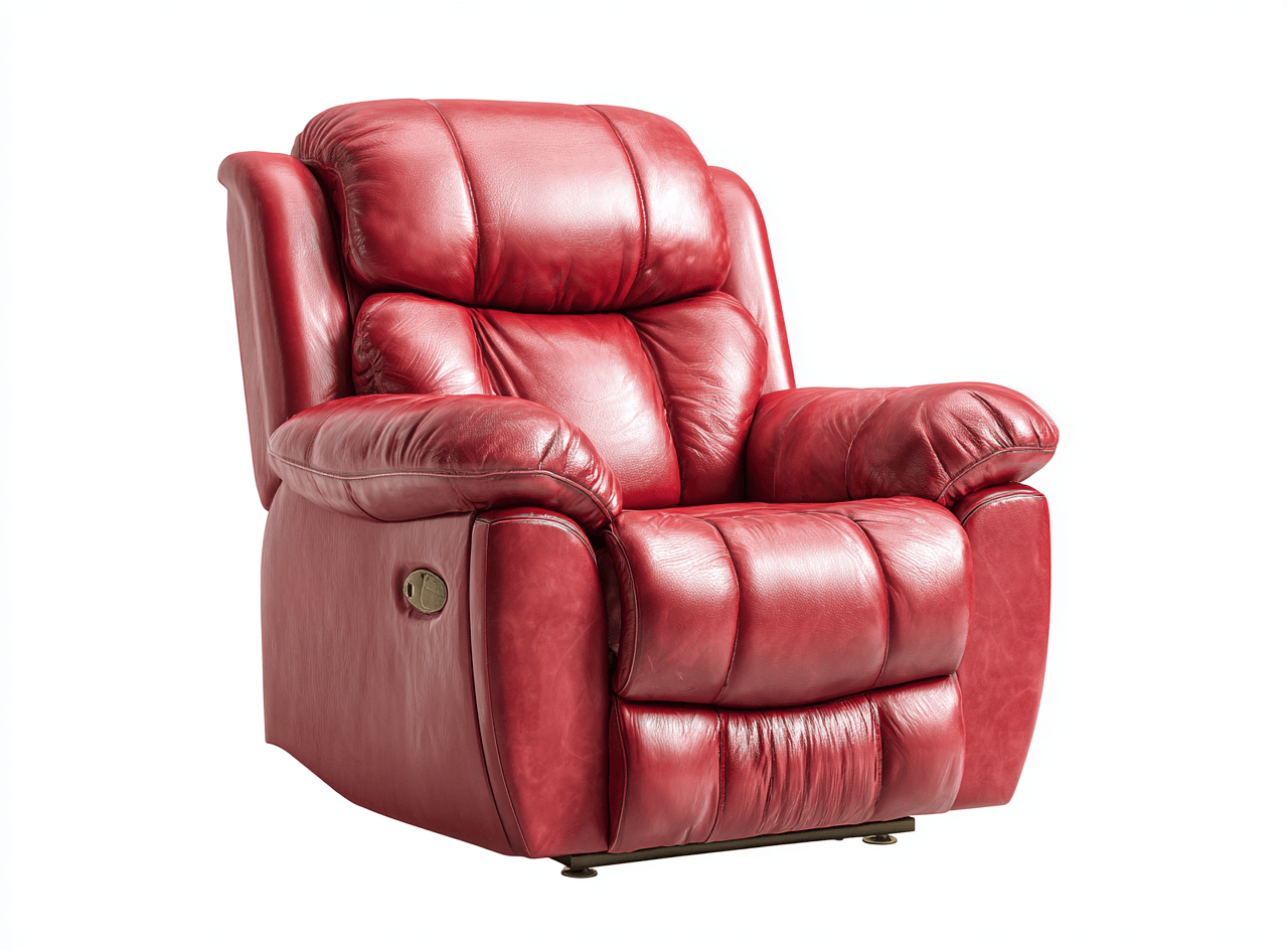 Fauteuil - echt leer - rood - relaxstoel met verstelbare functie