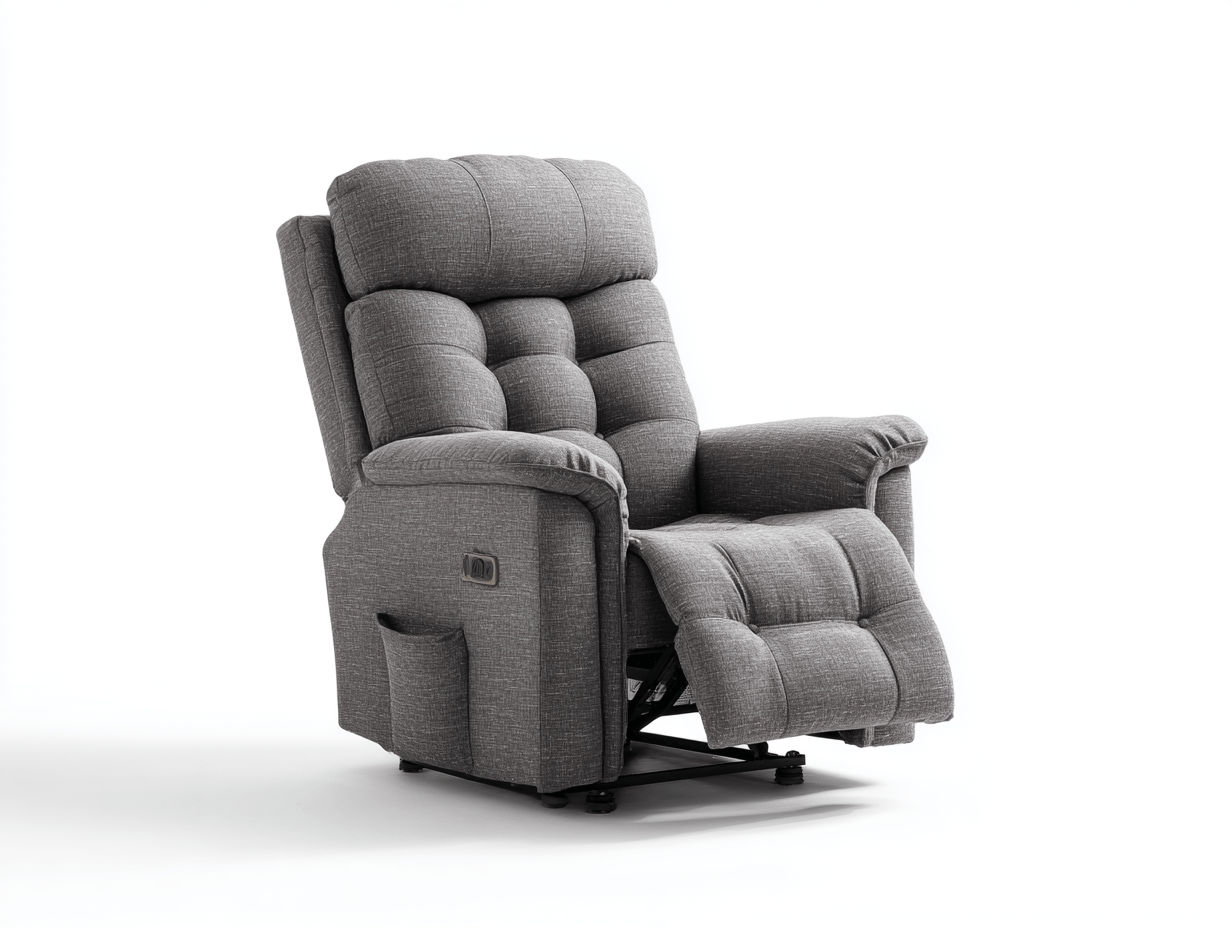 Relaxfauteuil – stof – donkergrijs – met opbergtas – handmatig verstelbaar