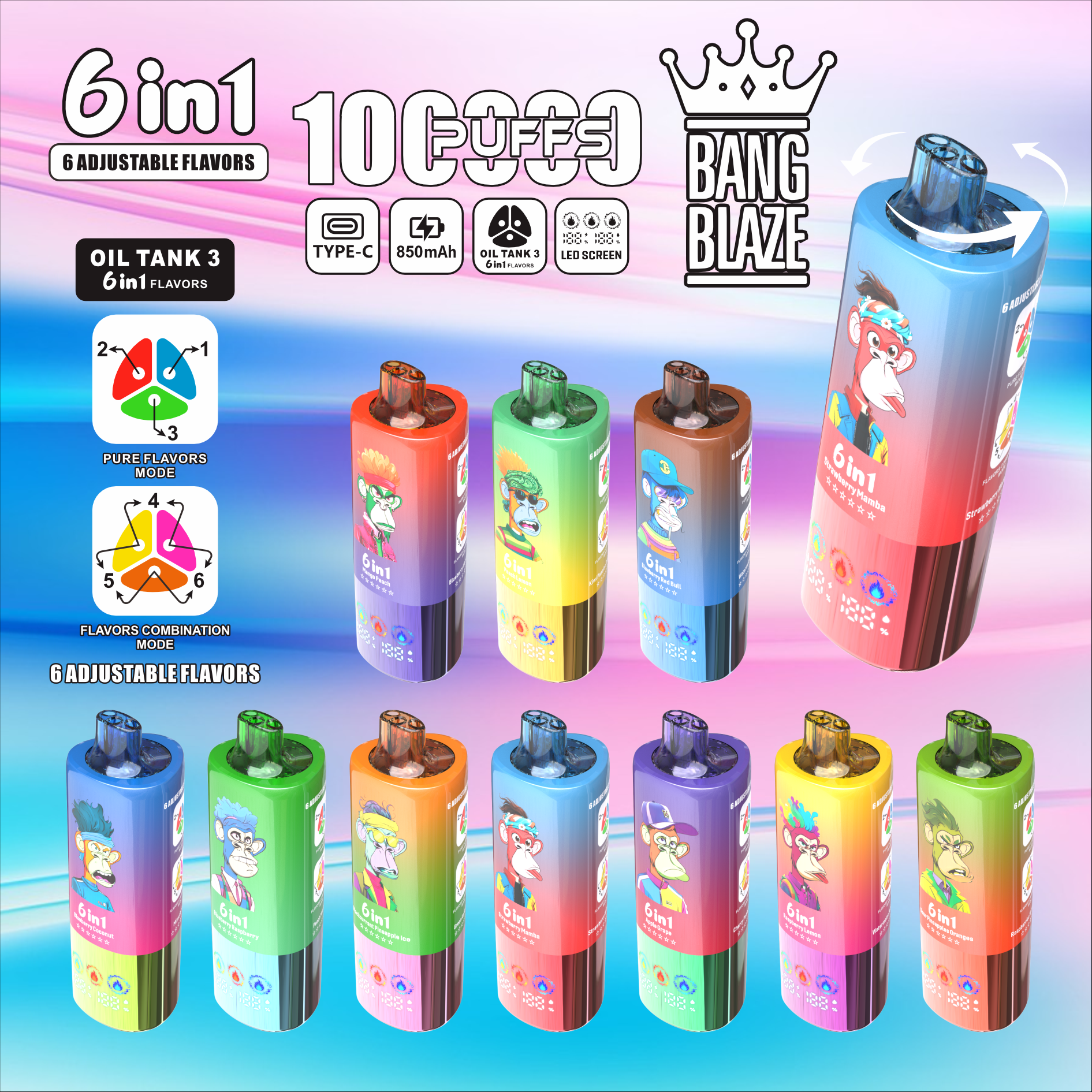Coming Soon 10PCS Bang Blaze 100K 6 in 1 Flavor