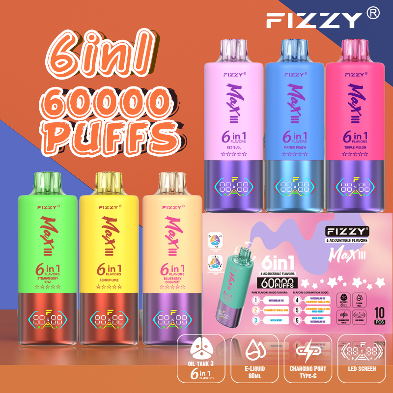 Fizzy 60K 60ml 5% 6-in-1 Flavor Disposable Vape