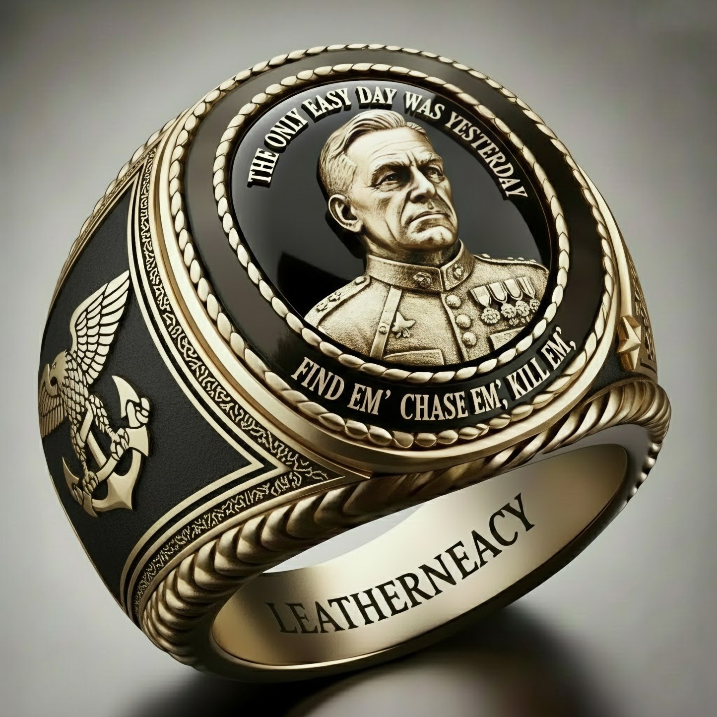 Elite Military Leader Heritage Ring – Tactical Valor & Warrior Spirit