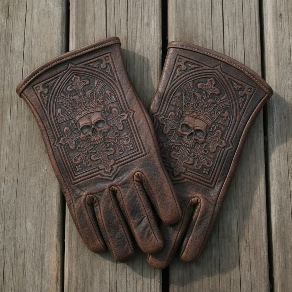Vintage Style  Mark of Faith Pattern Motorcycle Riding Gloves